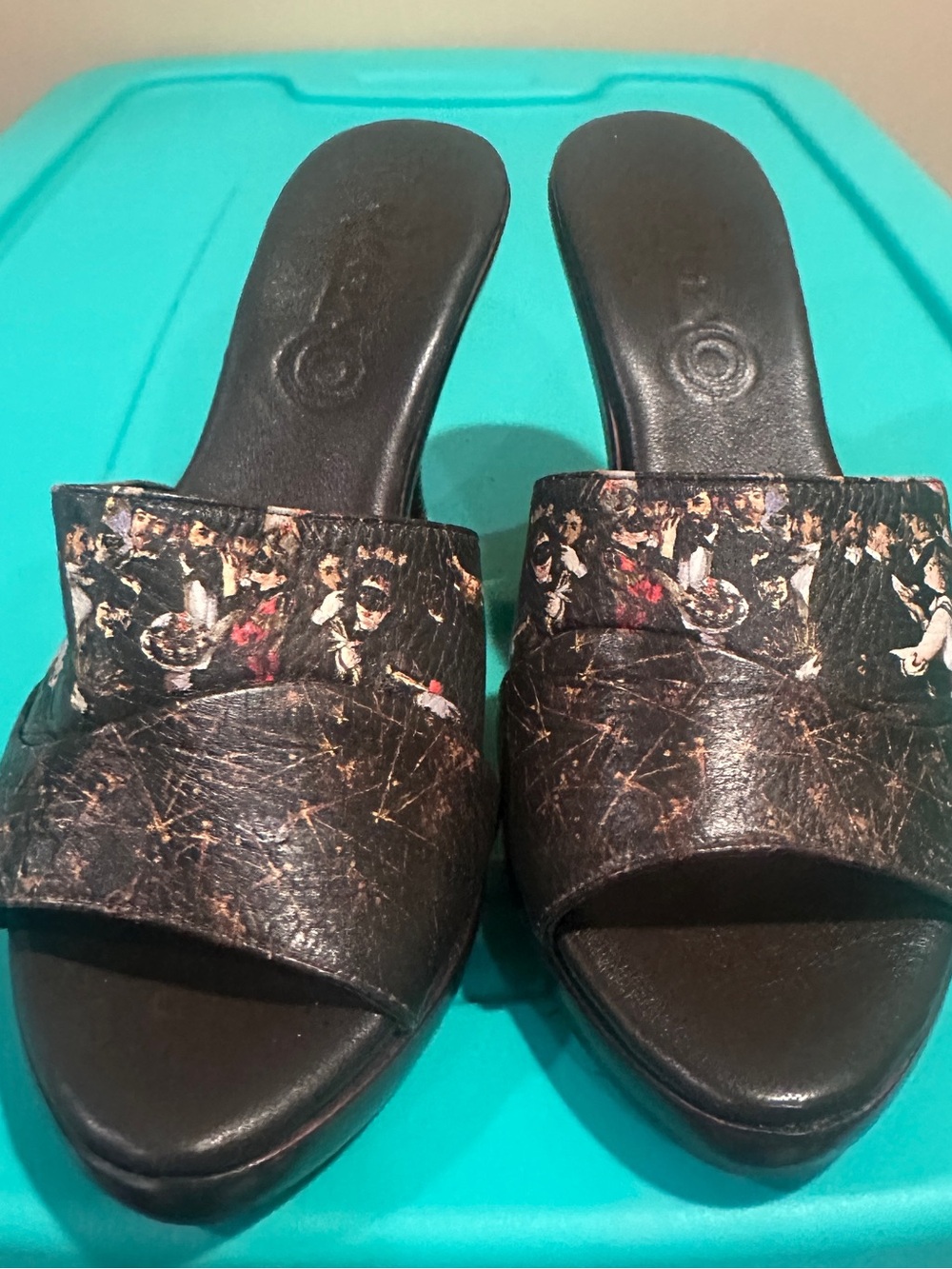 NWT Icon Desi Masked Ball Wood Heel Dress Slide, Size 6